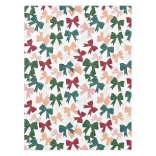 Festive Ribbon Parade – Multicolor Bows on White Tablecloth