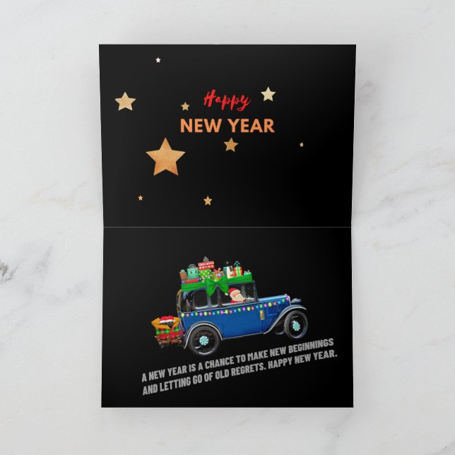 Festive Ride to a Joyful New Year Card (Inside)