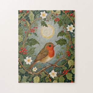 Festive Robin and Holly Jigsaw Puzzle