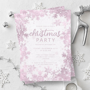 Festive Rose Gold Faux Foil Snowflakes Christmas  Invitation
