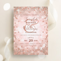 Festive Rose Gold Glitter Elegant Winter Wedding 