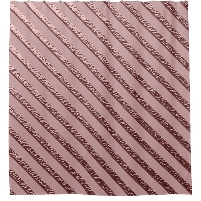 Festive Rose Gold Stripes Background Shower Curtain (Front)