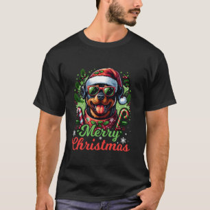 Festive Rottweiler Santa Hat Cheerful Christmas Do T-Shirt