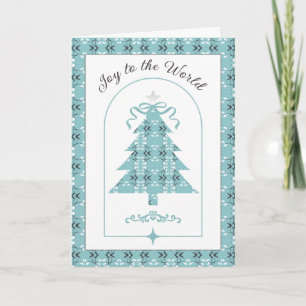 Festive Royal Botanical Robin's Egg Blue Holiday Card
