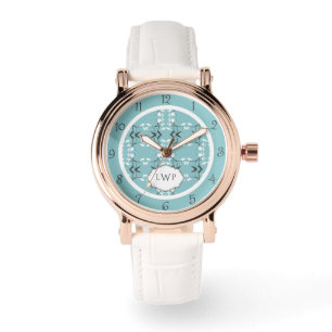 Festive Royal Botanical Robin's Egg Blue Monogram Watch