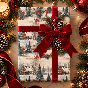 Festive Rustic Vintage Christmas Wrapping Paper