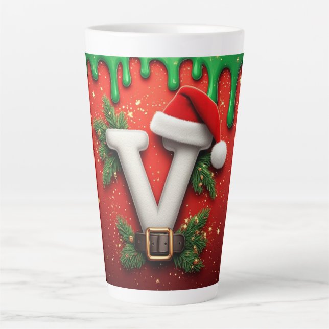 Festive Sabta Hat V For Winter Decor Latte Mug (Front)