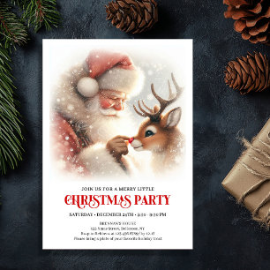 Festive Santa and Rudolph Christmas Eve Night  Invitation