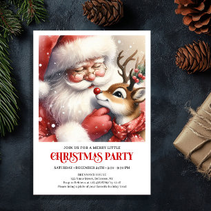Festive Santa and Rudolph Christmas Eve Night Part Invitation
