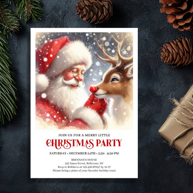 Festive Santa and Rudolph Holiday Family Gathering Invitation (Festive Santa and Rudolph Holiday Family Gathering Invitation

)