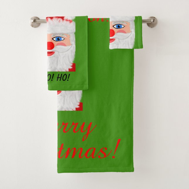 Festive Santa Christmas Bath Towel Set (Insitu)