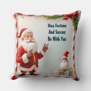 Festive Santa Claus and Snowman Cushion