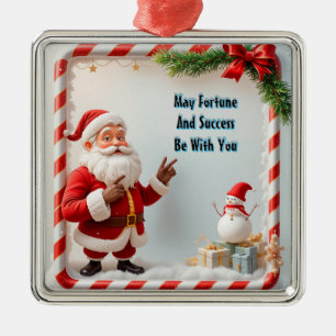Festive Santa Claus and Snowman Metal Tree Decoration