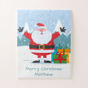 Festive Santa Claus Cartoon Winter Personalised Jigsaw Puzzle