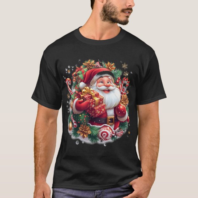 Festive Santa Claus Christmas Joy - Vibrant Holida T-Shirt (Front)