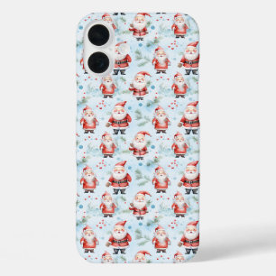 Festive Santa Claus Christmas Pattern iPhone 16 Plus Case
