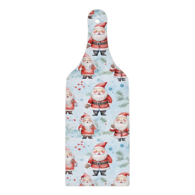 Festive Santa Claus Christmas Pattern Cutting Board (Front)
