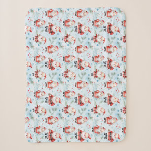 Festive Santa Claus Christmas Pattern Sherpa Blanket