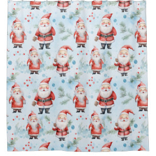 Festive Santa Claus Christmas Pattern Shower Curtain
