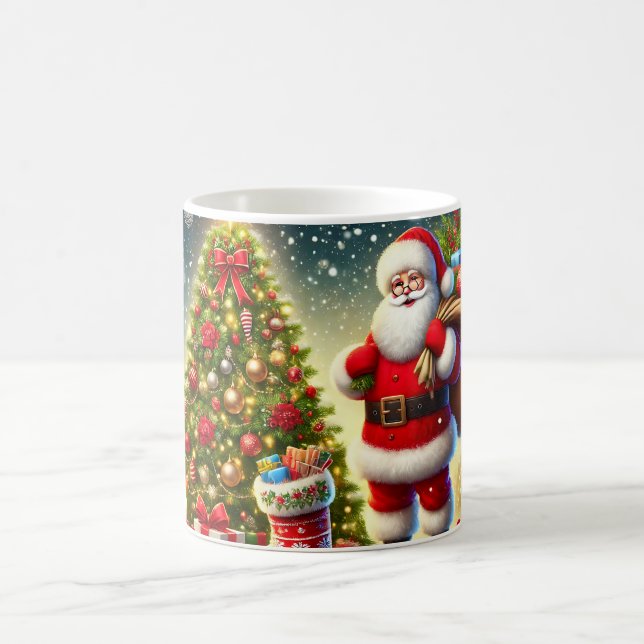 Festive Santa Claus Christmas Tree Coffee Mug (Center)