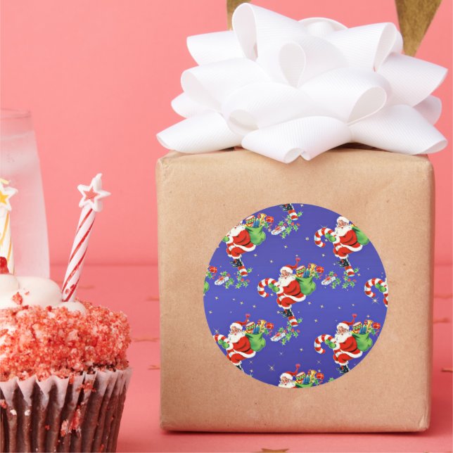 Festive Santa Claus Classic Round Sticker (Party)