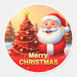 Festive Santa Claus Face Classic Round Sticker