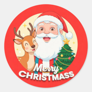 Festive Santa Claus Face Classic Round Sticker