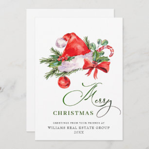 Festive Santa Claus Hat Christmas Corporate Holiday Card