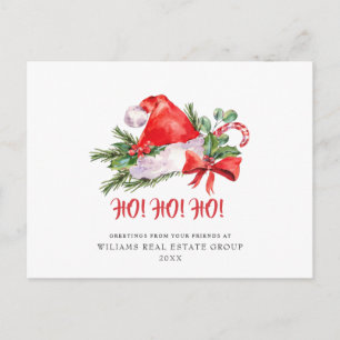 Festive Santa Claus Hat Christmas Greeting Holiday Postcard