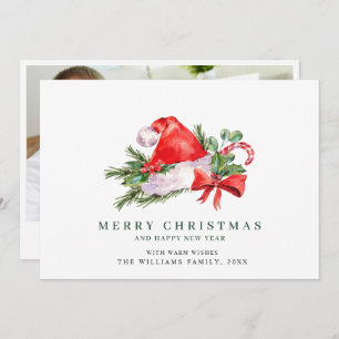 Festive Santa Claus Hat Christmas PHOTO Greeting H Holiday Card