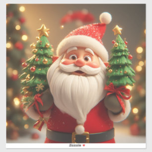 Festive Santa Claus Holding Christmas Tree