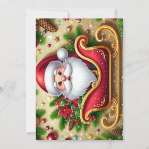 Festive Santa Claus in Sleigh Holiday Card