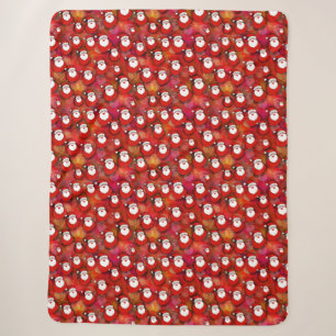 Festive Santa Claus Pattern Sherpa Blanket