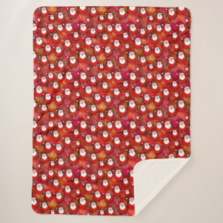 Festive Santa Claus Pattern Sherpa Blanket