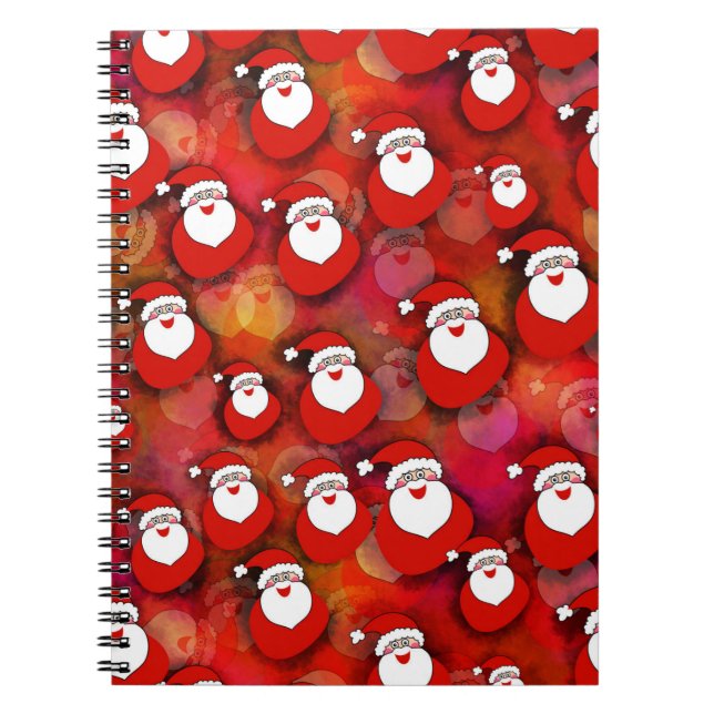 Festive Santa Claus Pattern Spiral Notebook (Front)
