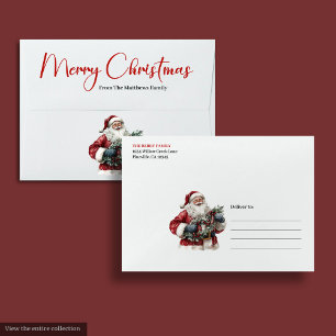 Festive Santa Claus Red White Office Style Chic Envelope