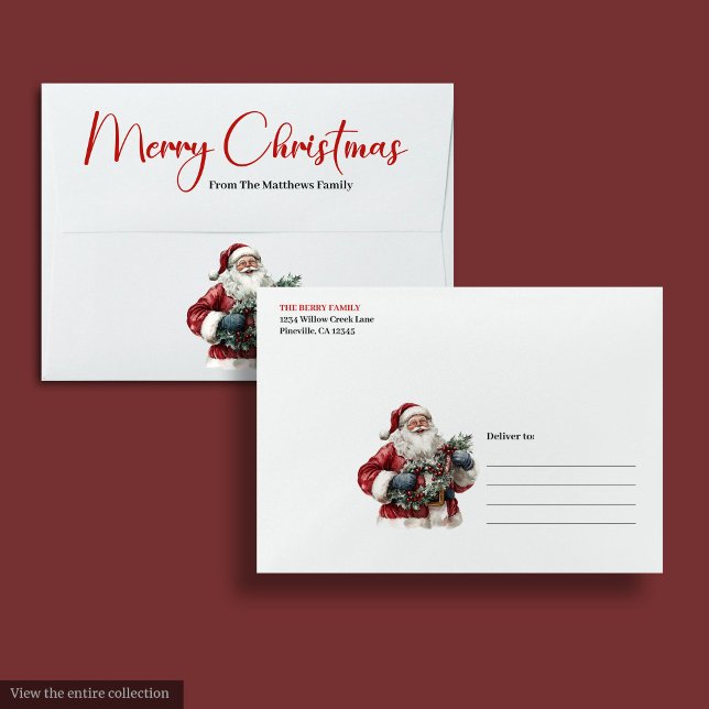 Festive Santa Claus Red White Office Style Chic Envelope (Festive Santa Claus Red White Office Party Envelope

)