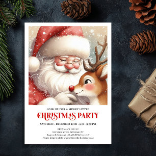 Festive Santa Claus Rudolph Holiday Cheer Party  Invitation