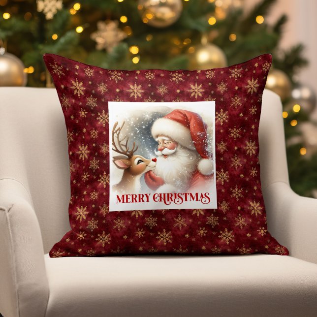 Festive Santa Claus Rudolph Holiday Pillow  (Festive Santa Claus Rudolph Holiday Pillow for Home

)