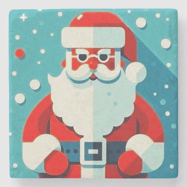 Festive Santa Claus Stone Coaster (Front)