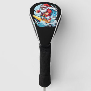 Festive Santa Claus Surfing Christmas Waves Golf Head Cover