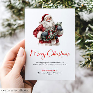Festive Santa Claus Traditional Merry Christmas  Holiday Card