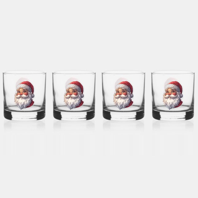 Festive Santa Claus Whiskey Glasses - Set of 4 (Front)