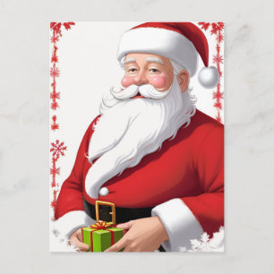 Festive Santa Claus with Christmas Tree Postcard