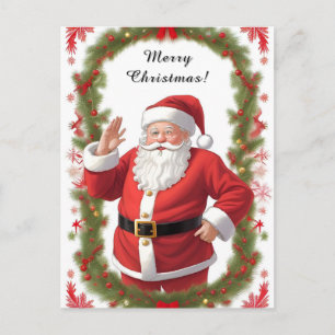 Festive Santa Claus with Christmas Tree Postcard