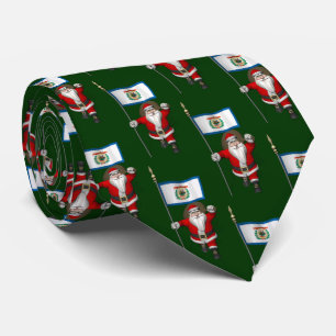 Festive Santa Claus With Ensign Of West Virginia Tie