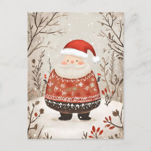 Festive Santa Clause Christmas Greeting Postcard