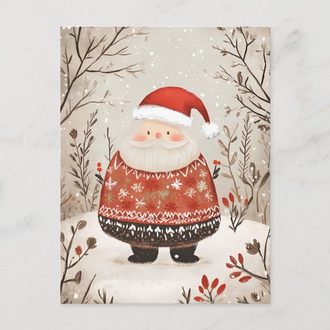 Festive Santa Clause Christmas Greeting Postcard (Front)