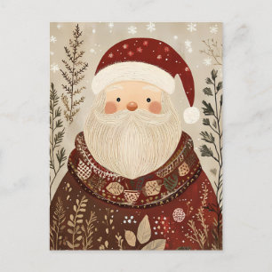 Festive Santa Clause Christmas Greeting Postcard