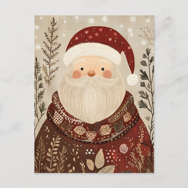 Festive Santa Clause Christmas Greeting Postcard (Front)